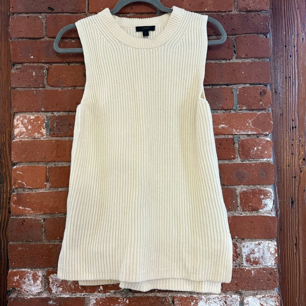 J. Crew Sleeveless Tunic Sweater Vest in Ivory / Cream Sz S